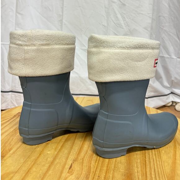 Hunter Rubber Waterproof Short Boot with Socks Liner Blue/White Women's Size 10 - Picture 6 of 8